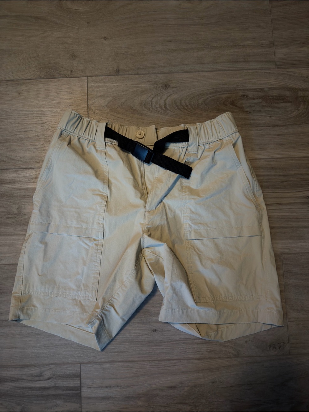 Sonoma Light Khaki Hybrid Shorts with Integrated Black Web Belt